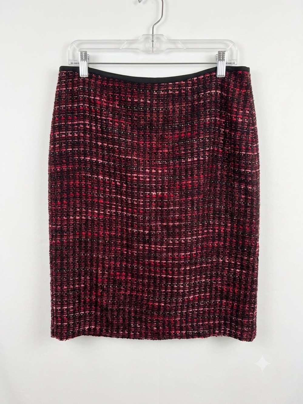 Cato Burgundy and Black Tweed Pencil Skirt